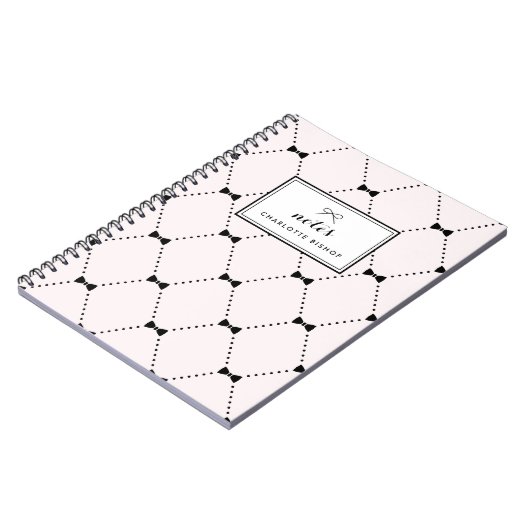 Lichtroze Diamond Bows Patroon Gepersonaliseerd Notitieboek (Linkerzijde)