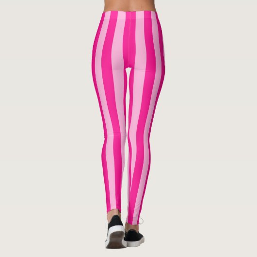 Lichtroze & Dieproze Strepen Leggings (Achterkant)