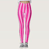Lichtroze & Dieproze Strepen Leggings (Voorkant)