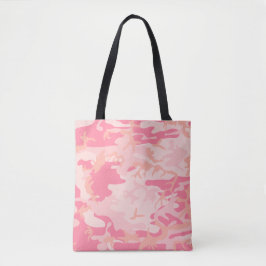 Lichtroze Donkerroze en Perzik Camo Camouflage Tote Bag