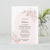 Lichtroze doopuitnodiging  kaart (Staand voorkant)