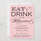 Lichtroze eet, Drink | Uitnodiging tot weddenschap (Voorkant)