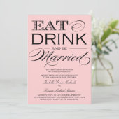 Lichtroze eet, Drink | Uitnodiging tot weddenschap (Staand voorkant)