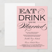 Lichtroze eet, Drink | Uitnodiging tot weddenschap (Voorkant / Achterkant)