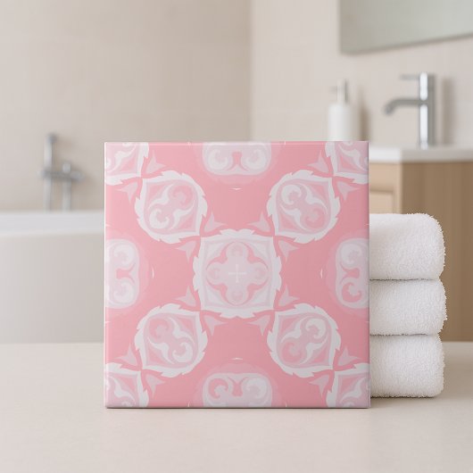 Lichtroze elegante mozaïekbarokige  patronen tegeltje