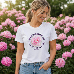 Lichtroze Elegante Pioen Prediker 3:11 Bloemstuk T-shirt