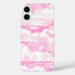 Lichtroze elegante wolken decor iPhone 16 plus hoesje