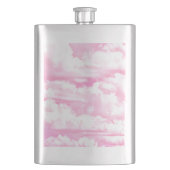 Lichtroze elegante wolken decor heupfles (Voorkant)