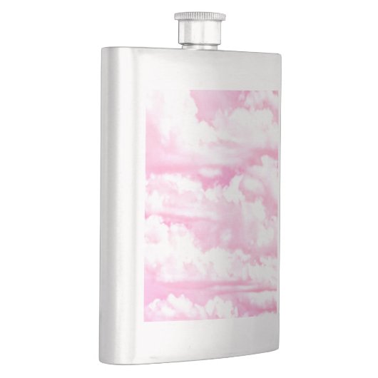 Lichtroze elegante wolken decor heupfles (Rechts)