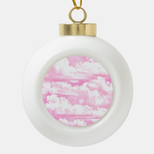 Lichtroze elegante wolken decor keramische bal ornament (Voorkant)