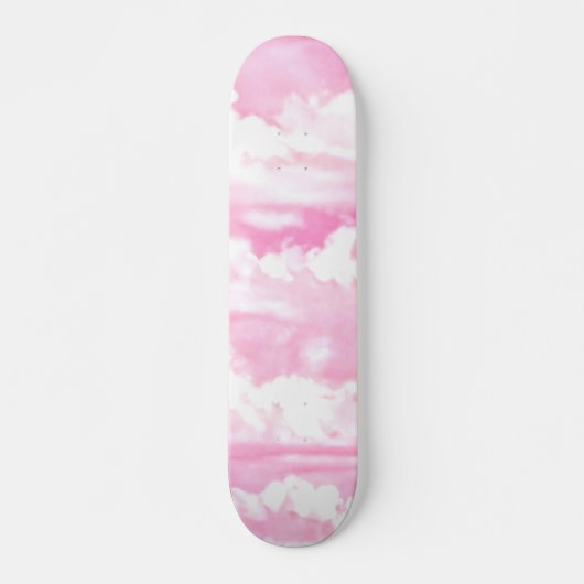 Lichtroze elegante wolken decor skateboard (Voorkant)
