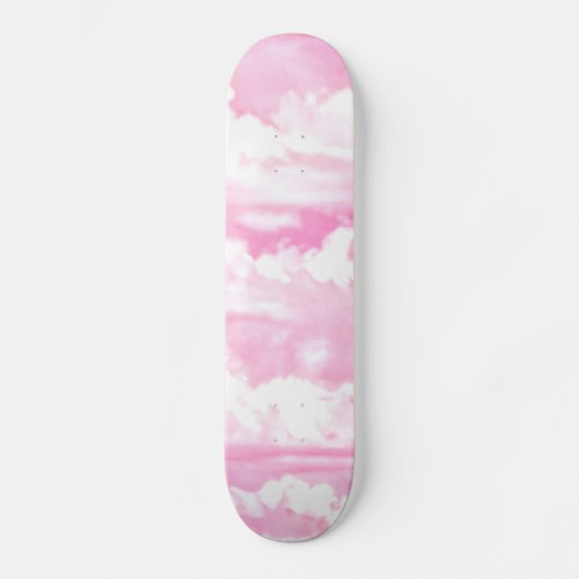 Lichtroze elegante wolken decor skateboard (Voorkant)