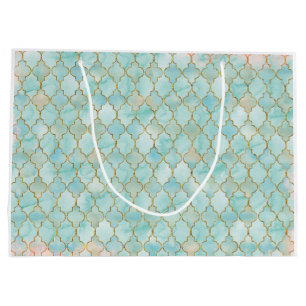 Lichtroze en Aqua Maroccan patroon Large Cadeautasje