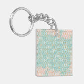 Lichtroze en Aqua Maroccan patroon Sleutelhanger (Voorkant Links)