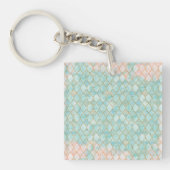 Lichtroze en Aqua Maroccan patroon Sleutelhanger (Voorkant)