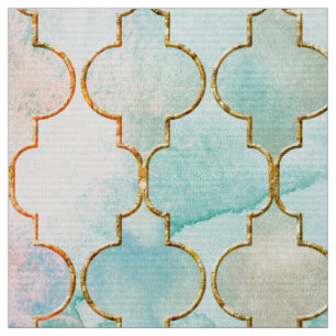 Lichtroze en Aqua Maroccan patroon Stof
