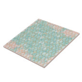 Lichtroze en Aqua Maroccan patroon Tegeltje (Zijkant)