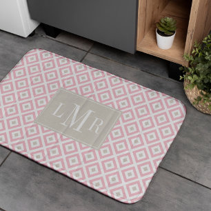 Lichtroze en beige moderne monogram badmat