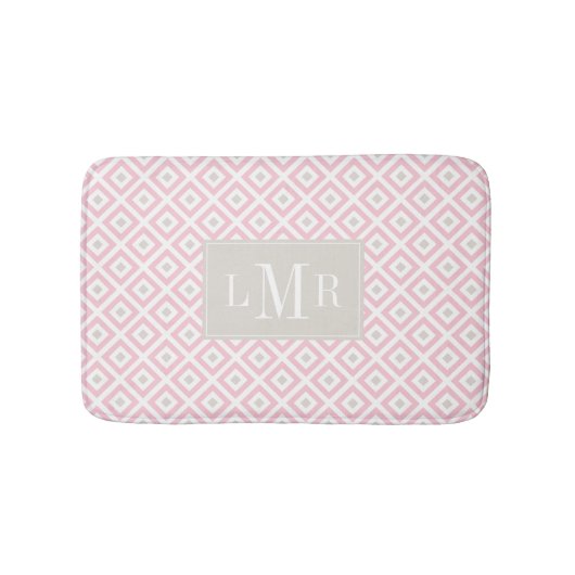 Lichtroze en beige moderne monogram badmat (Voorkant)