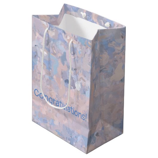 Lichtroze en blauw medium cadeauzakje (Voorkant Gekanteld)
