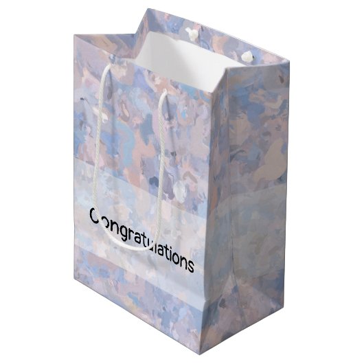 Lichtroze en blauw medium cadeauzakje (Voorkant Gekanteld)
