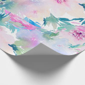 Lichtroze en blauwe waterkleurstoffen bloemen coll cadeaupapier (Hoek)