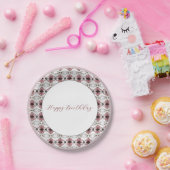 Lichtroze en Bourgogne Designer Papieren Bordje (Feest)