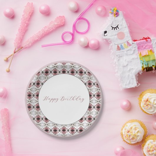 Lichtroze en Bourgogne Designer Papieren Bordje (Feest)