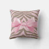 Lichtroze en bruine Zebra met lint Kussen (Achterkant)