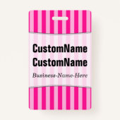 lichtroze en dieproze strepen; Persoonlijke naam Badge (Voorkant)