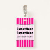 lichtroze en dieproze strepen; Persoonlijke naam Badge (Achterkant met clip)