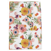 Lichtroze en geel bloemenpatroon medium cadeauzakje (Achterkant)