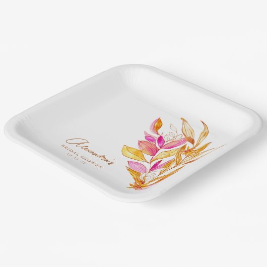 Lichtroze en geel bodemkundig Vrijgezellenfeest Papieren Bordje (Gebogen)