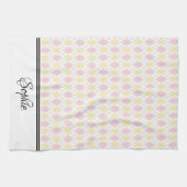 Lichtroze en geel gepersonaliseerd theedoek (Horizontaal)