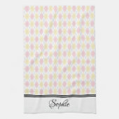 Lichtroze en geel gepersonaliseerd theedoek (Verticaal)