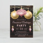 Lichtroze en gouden kerstsieromwisseling kaart (Staand voorkant)