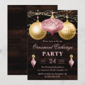 Lichtroze en gouden kerstsieromwisseling kaart (Voorkant / Achterkant)