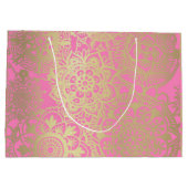 Lichtroze en gouden Mandala - Patroon Grote Gift B Groot Cadeauzakje (Achterkant)
