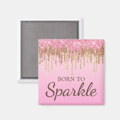 Lichtroze en goudgipsplitter op spaarpjes magneet (Voorkant / Achterkant)