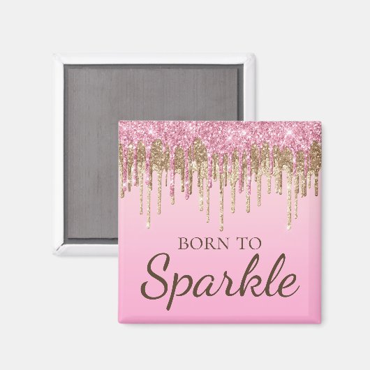 Lichtroze en goudgipsplitter op spaarpjes magneet (Voorkant / Achterkant)