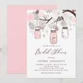 Lichtroze en grijs Mason Jars Vrijgezellenfeest Kaart (Voorkant / Achterkant)