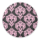 Lichtroze en grijze Damask Elegant Chic Bedroom Keramische Knop (Voorkant)