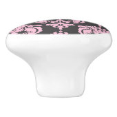 Lichtroze en grijze Damask Elegant Chic Bedroom Keramische Knop (Zijkant)
