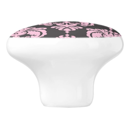 Lichtroze en grijze Damask Elegant Chic Bedroom Keramische Knop (Zijkant)