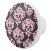 Lichtroze en grijze Damask Elegant Chic Bedroom Keramische Knop (Rechts)