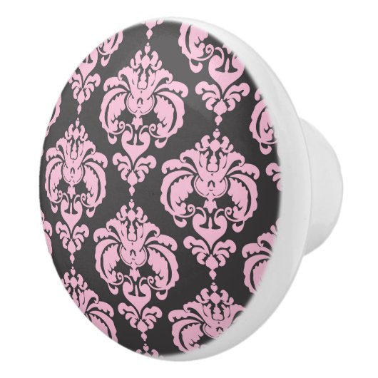 Lichtroze en grijze Damask Elegant Chic Bedroom Keramische Knop (Rechts)