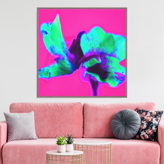 Lichtroze en groene bloemencanvas Print (Insitu (Woonkamer))