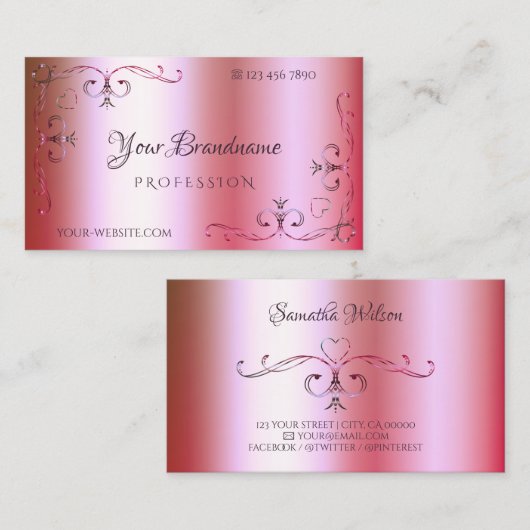 Lichtroze en groene gradiënt  voor sierdoeleinden visitekaartje (Voorkant / Achterkant)