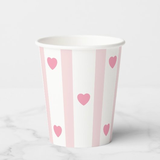 Lichtroze en Hartjes, verjaardag, feest, party Papieren Bekers (Achterkant)