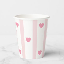Lichtroze en Hartjes, verjaardag, feest, party Papieren Bekers